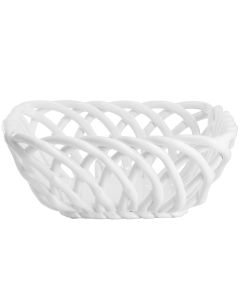 Meritage Modern Prestige 9 Inch Square Dolomite Basket Serving Bowl in White