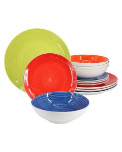 Hometrends Crenshaw 12 Piece Fine Ceramic Dinnerware Set in Assorted Colors