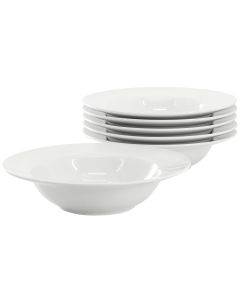 Our Table Simply White 6 Piece 8.7in Porcelain Soup Bowl Set in White