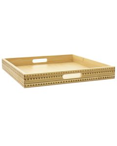 Gibson Home Sadler 15 Inch Wood Serving Tray with Built-in Handles